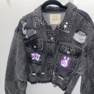 TCU CUSTOMIZED CROPPED JEAN JACKET
